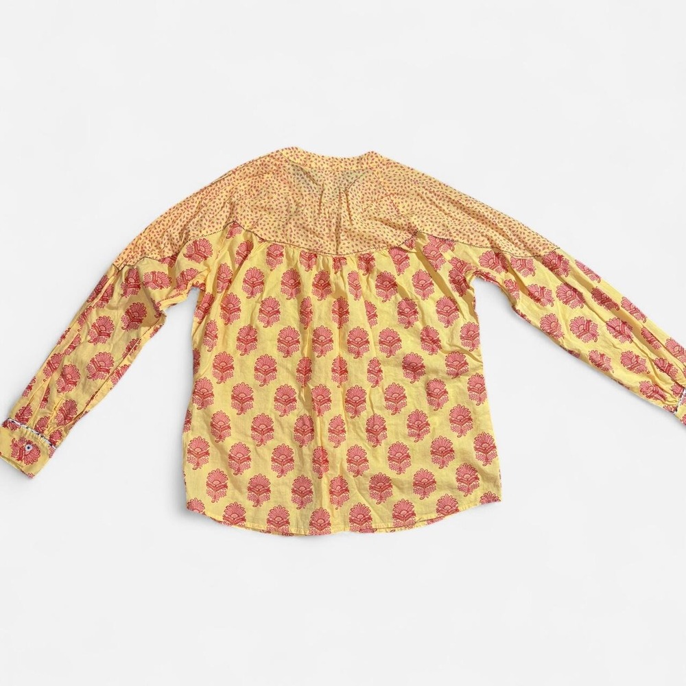 Sundance Women Cotton Lightweight Yellow Blouse Floral Contrasting Pattern Large - Picture 2 of 8